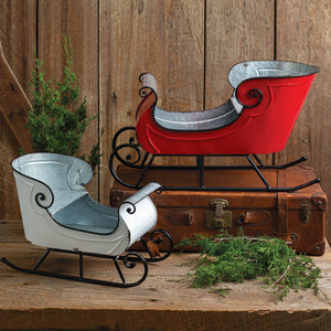 Set of Two Holiday Sleighs