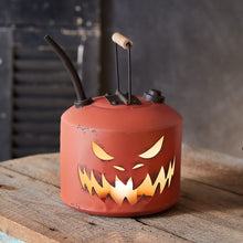 Load image into Gallery viewer, Carved Pumpkin Oil Can Luminary
