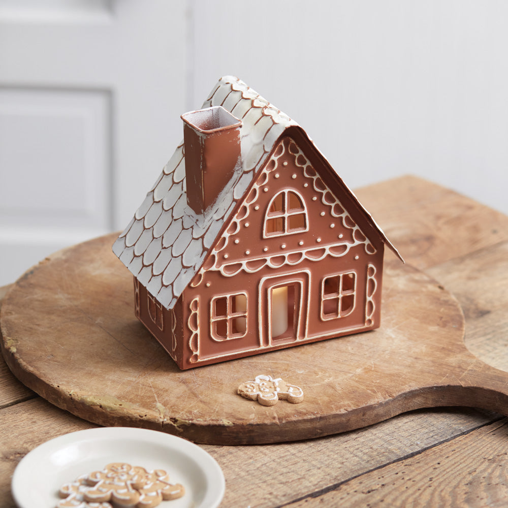 Gingerbread Cottage Metal Luminary