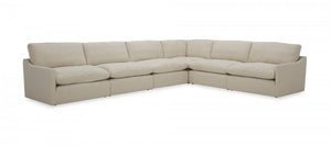 Divani Casa Fedora - Modern White Fabric Sectional Sofa + Ottoman
