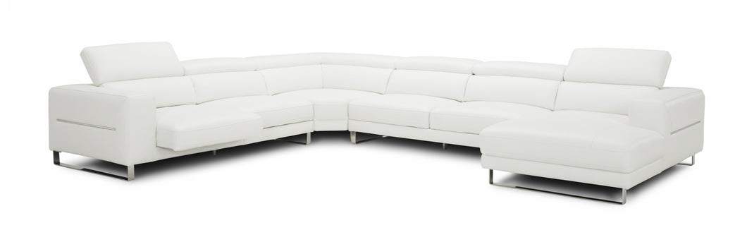 Divani Casa Hawkey - Contemporary White Full Leather U Shaped Sectional Sofa