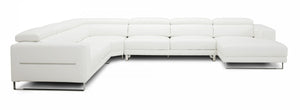 Divani Casa Hawkey - Contemporary White Full Leather U Shaped Sectional Sofa