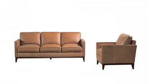 Divani Casa Naylor - Modern Brown Italian Leather Split Chair