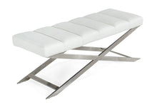 Load image into Gallery viewer, Modrest Xane - Contemporary White &amp; Brushed Stainless Steel Bench
