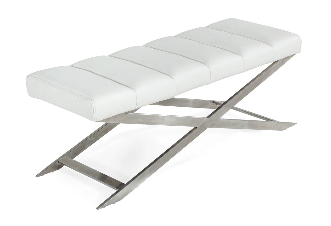 Modrest Xane - Contemporary White & Brushed Stainless Steel Bench