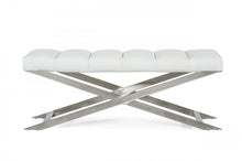 Load image into Gallery viewer, Modrest Xane - Contemporary White &amp; Brushed Stainless Steel Bench
