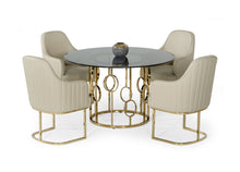 Load image into Gallery viewer, Modrest Filbert - Modern Smoked Glass &amp; Champagne Gold Dining Table
