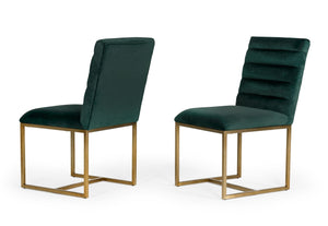 Modrest Barker - Modern Green & Brush Gold Dining Chair (Set of 2)