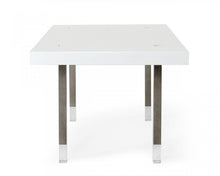 Load image into Gallery viewer, Modrest Lenny- Modern White High Gloss &amp; Stainless Steel Gun Metal Dining Table
