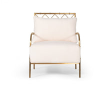 Load image into Gallery viewer, Divani Casa Ignacio - Glam White Velvet &amp; Gold Accent Chair
