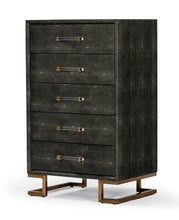 Load image into Gallery viewer, Modrest Howard - Modern Shagreen Grey Leatherette &amp; Gold Chest
