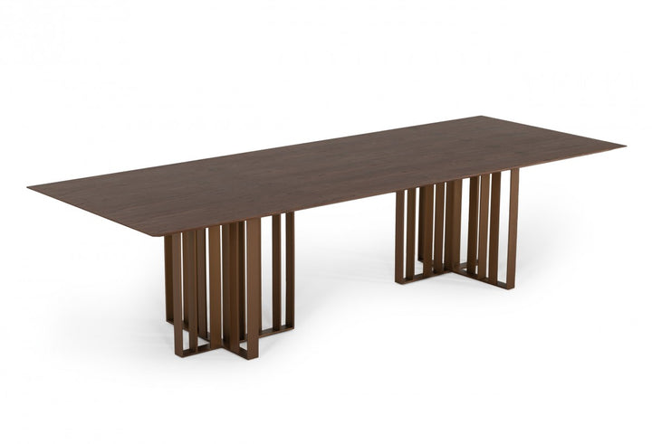 Modrest Livia - Modern Walnut & Brass Stainless Steel Dining Table