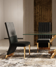 Load image into Gallery viewer, Modrest Keisha - Modern Black Velvet and Gold Dining Chair Set of 2
