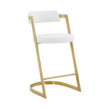 Load image into Gallery viewer, Modrest Shandra - White PU &amp; Gold Counter Stool
