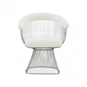 Modrest Chandler - Modern  White Shepra and Matte Silver Dining Chair