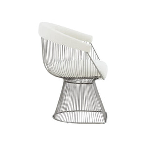 Modrest Chandler - Modern  White Shepra and Matte Silver Dining Chair