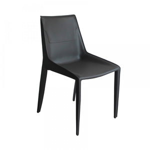 Modrest Halo - Modern Grey Saddle Leather Dining Chairs, Set of 2