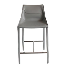 Load image into Gallery viewer, Modrest Halo - Modern Light Grey Saddle Leather Counter Stool
