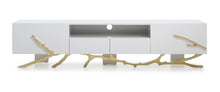 Load image into Gallery viewer, Modrest Legend - 87&quot;-Wide Modern White Gold TV Stand

