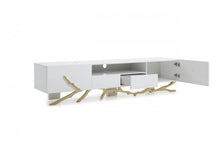 Load image into Gallery viewer, Modrest Legend Modern White &amp; Gold TV Stand

