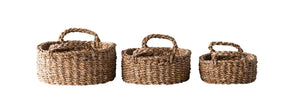 Hand-Woven Baskets with Handles, Large
