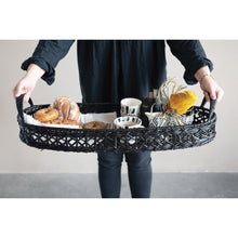 Load image into Gallery viewer, Decorative Hand-Woven Rattan Tray with Handles
