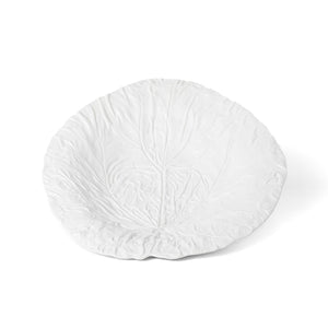 White Cabbage Leaf Ceramic Serving Platter, 20" Dia.