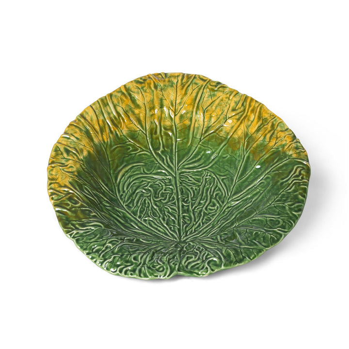 Green Cabbage Leaf Ceramic Serving Platter, 20"
