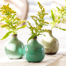 Load image into Gallery viewer, Glazed Stoneware Bud Vases, Blue-Green, 3 Assorted Colors

