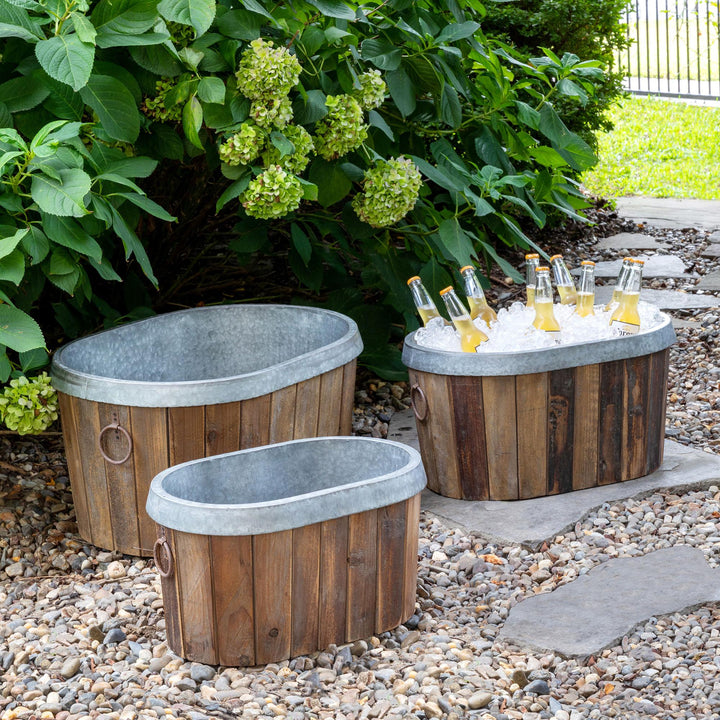Galvanized Lined Wooden Oval Tub