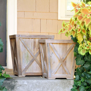 Reclaimed Wood Town & Country Planters, Set of 2