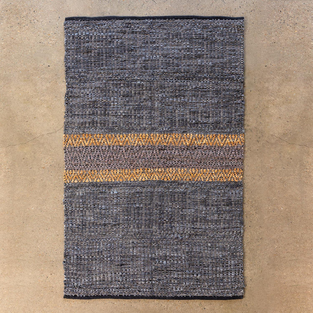 Woven Leather Stripe Rug