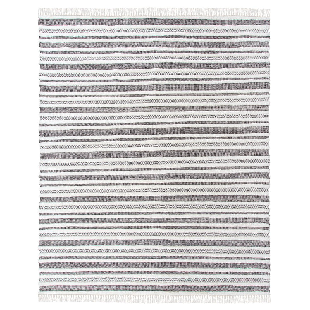Textured Stripe Pattern Wool Rug, 7'9