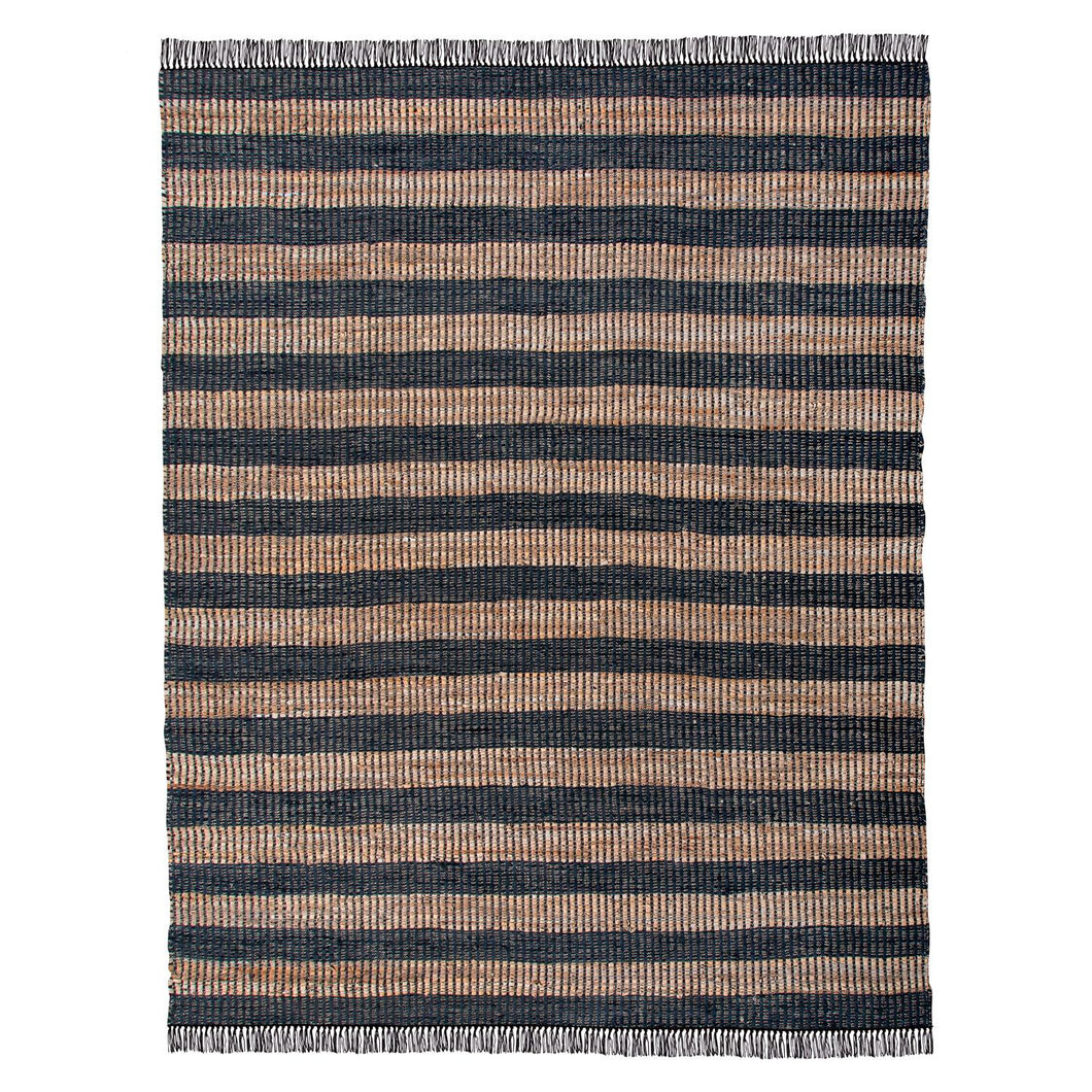 Leather and Hemp Woven Rug, 7'9