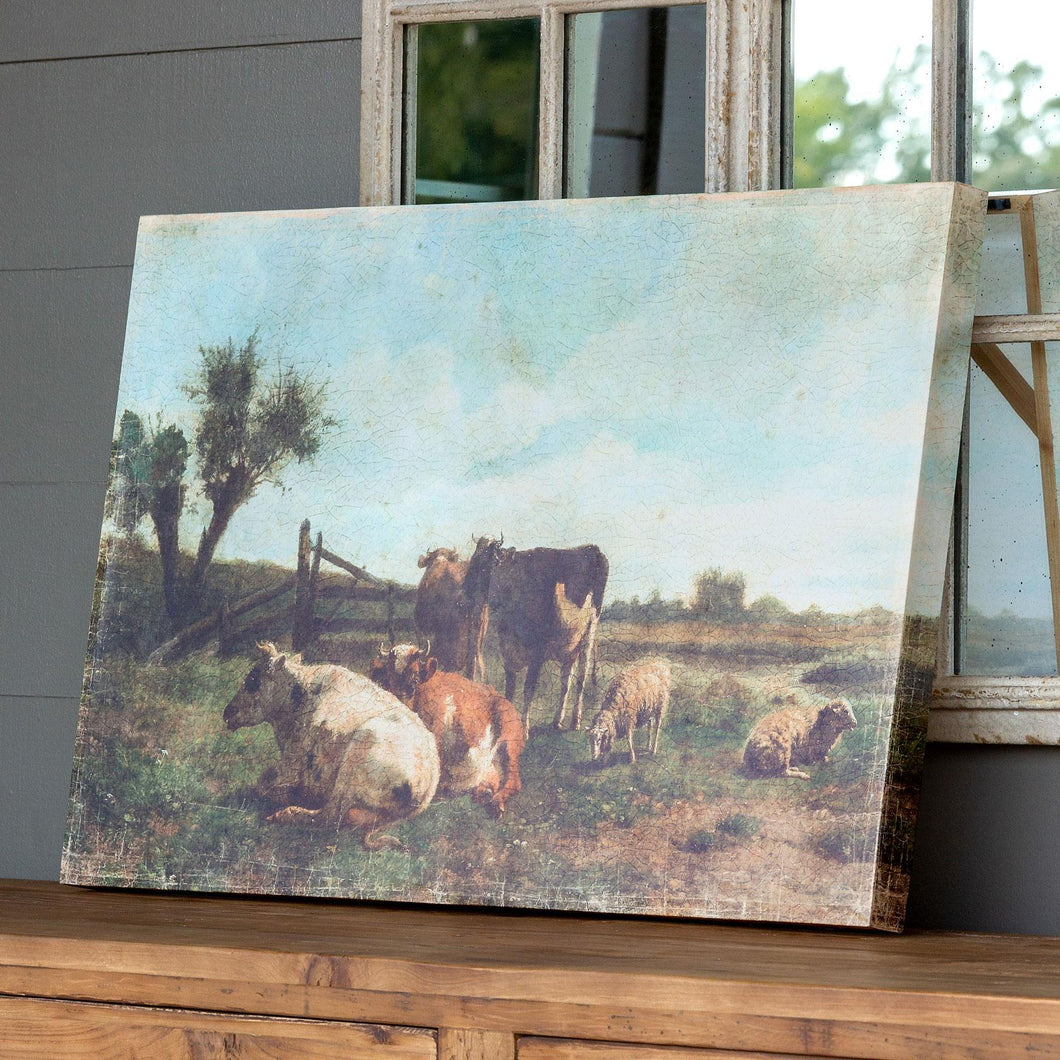 Cows In Pasture Print On Canvas
