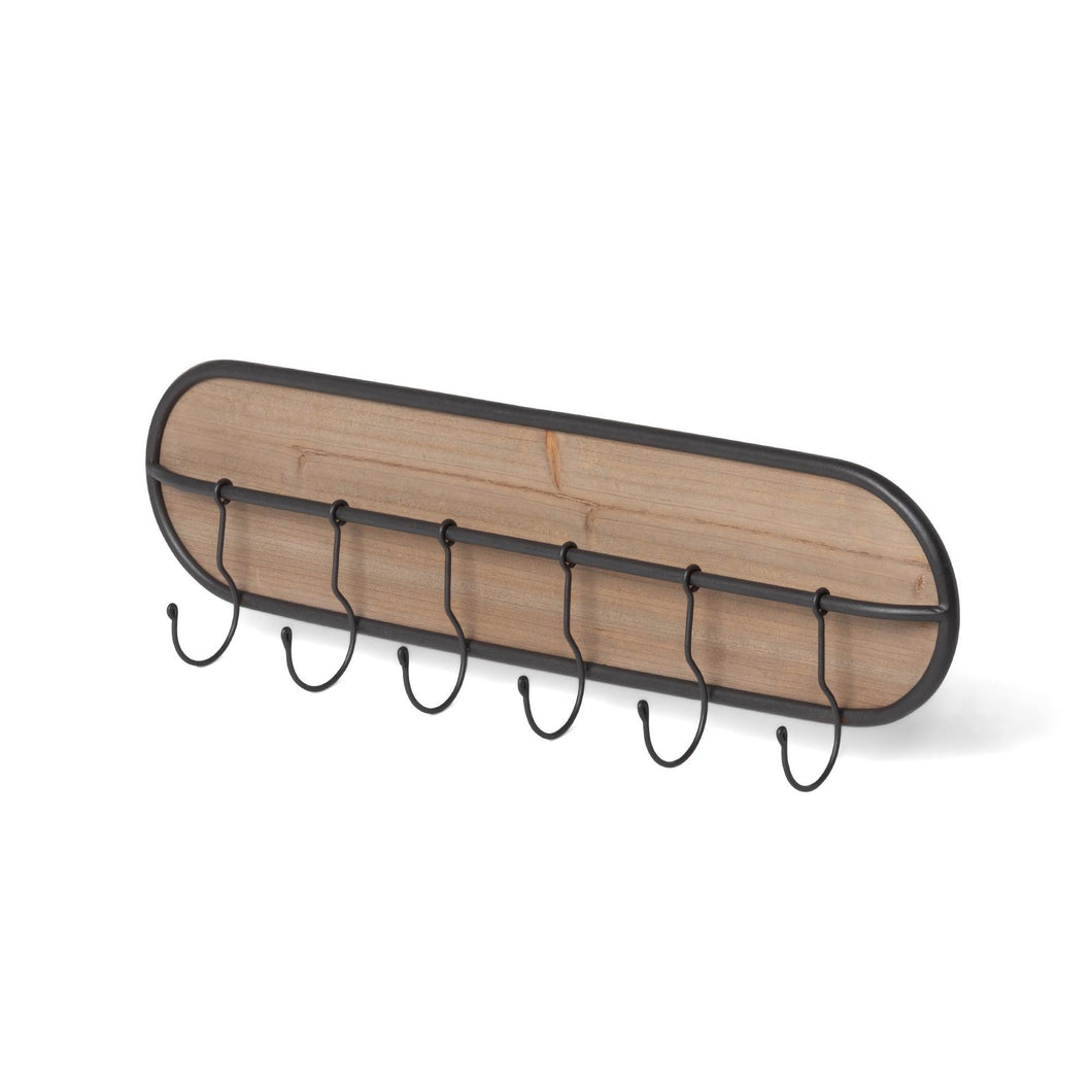 Wood and Iron Wall Hook Rack