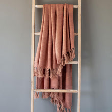 Load image into Gallery viewer, Washed Linen Throw, Faded Coral

