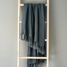 Load image into Gallery viewer, Washed Linen Throw, Indigo
