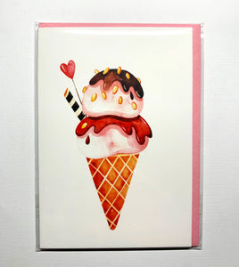 Ice Cream Cone Folded Greeting Card