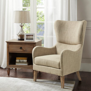 Arianna Swoop Wing Chair - Taupe