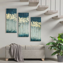 Load image into Gallery viewer, Dewy Forest - Teal Abstract Gel Coat Canvas with Metallic Foil Embellishment 3 Piece Set
