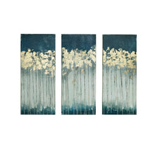 Load image into Gallery viewer, Dewy Forest - Teal Abstract Gel Coat Canvas with Metallic Foil Embellishment 3 Piece Set
