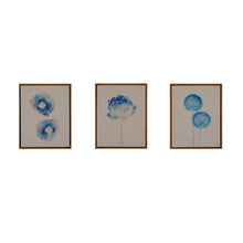 Load image into Gallery viewer, Blue Print Botanicals - Blue Framed Printed Canvas On Linen (Set of 3)
