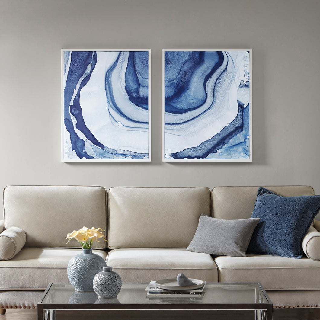 Ethereal - Blue Printed Framed Canvas