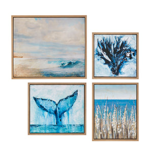 Seascape - Blue Gel Coat Framed Canvas 4PC Set