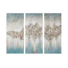 Load image into Gallery viewer, Luminous - Blue Hand Painted Heavy Textured Glitz Canvas 3 Piece Set
