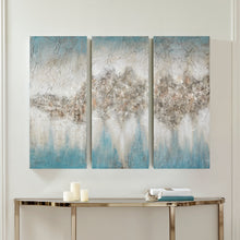 Load image into Gallery viewer, Luminous - Blue Hand Painted Heavy Textured Glitz Canvas 3 Piece Set
