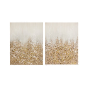 Glimmer - Gold 100% Hand Brush Heavy Textured Glitz Embellished Canvas 2 Piece Set