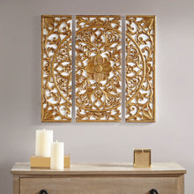 Load image into Gallery viewer, Gold Medallion - Gold 3D Embellished Canvas 3 Piece Set
