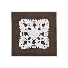 Load image into Gallery viewer, White Mandala Trinity - White/Brown Linen Canvas with 3D Embellishement 3 Piece Set
